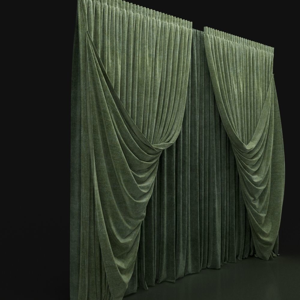 Curtain Green-10 3D model_1