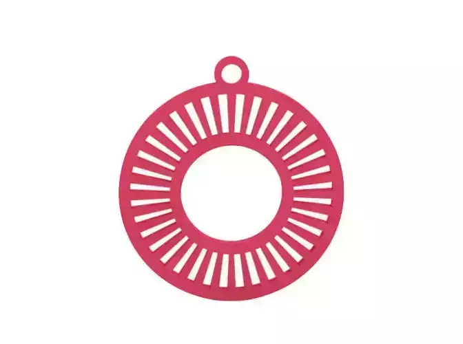 Earring circular pendant with circle in middle