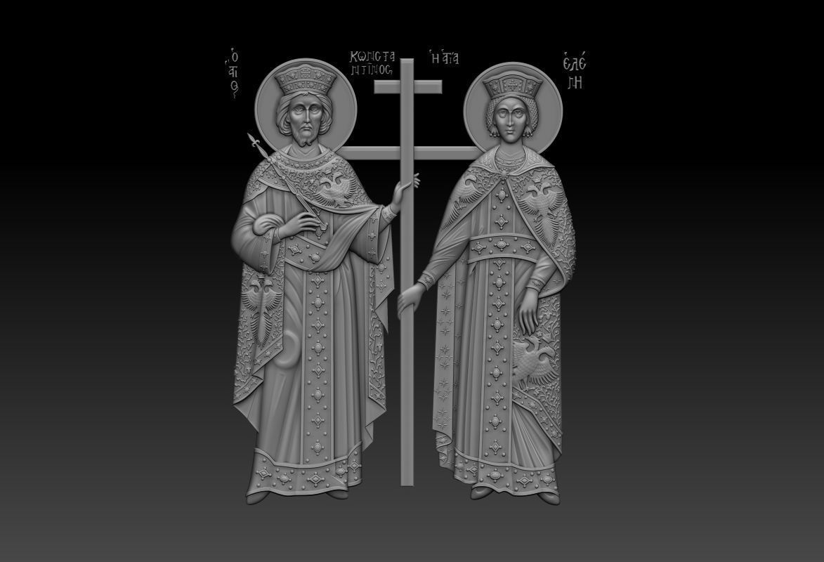 Orthodox icon of Saints Constantine and Helen 3D model_12