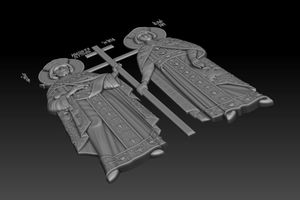Orthodox icon of Saints Constantine and Helen 3D model_13
