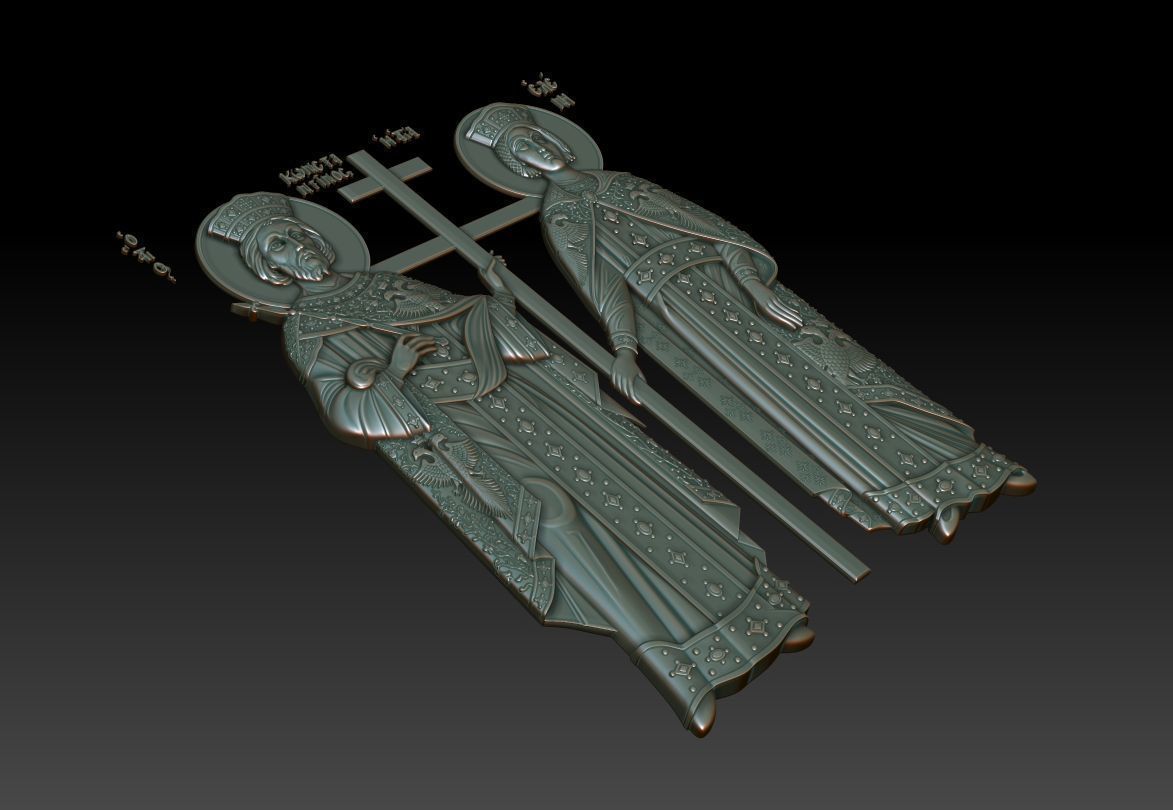 Orthodox icon of Saints Constantine and Helen 3D model_9