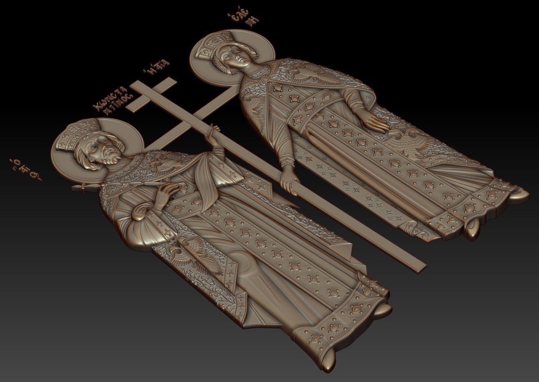 Orthodox icon of Saints Constantine and Helen 3D model_1