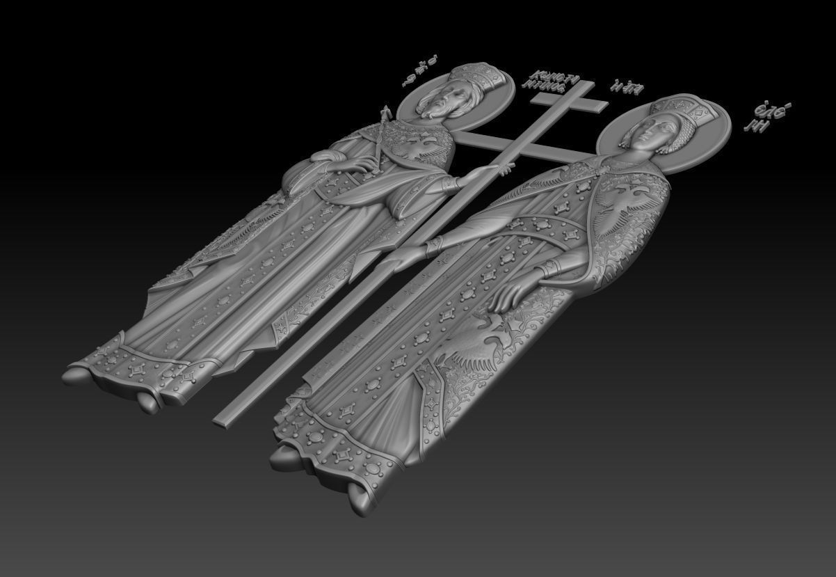 Orthodox icon of Saints Constantine and Helen 3D model_14