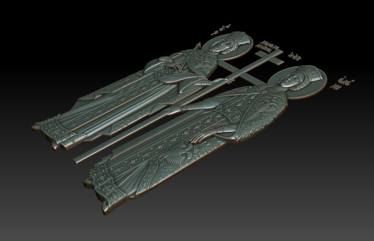 Orthodox icon of Saints Constantine and Helen 3D model_11