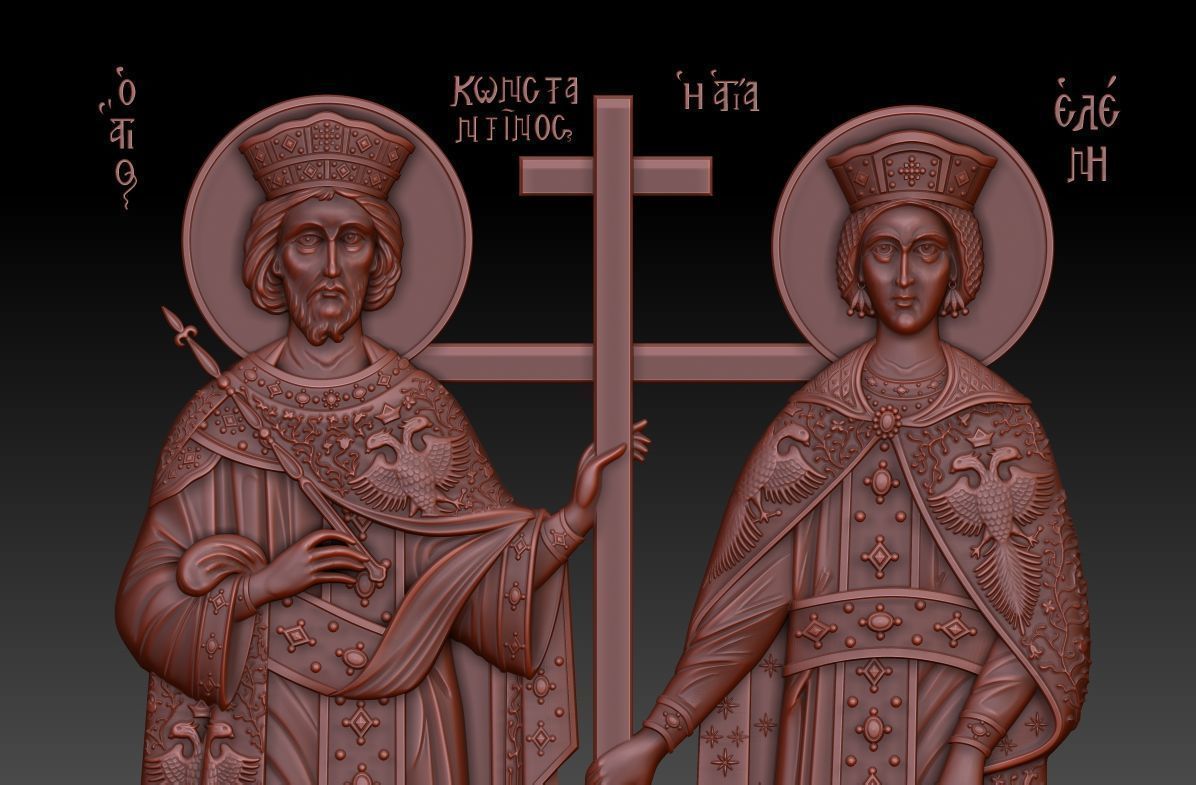 Orthodox icon of Saints Constantine and Helen 3D model_15