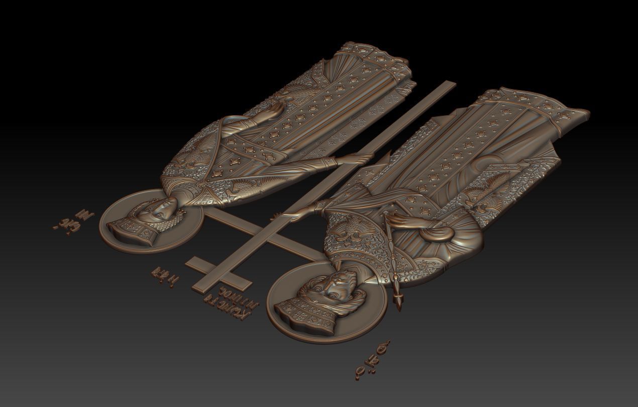 Orthodox icon of Saints Constantine and Helen 3D model_7