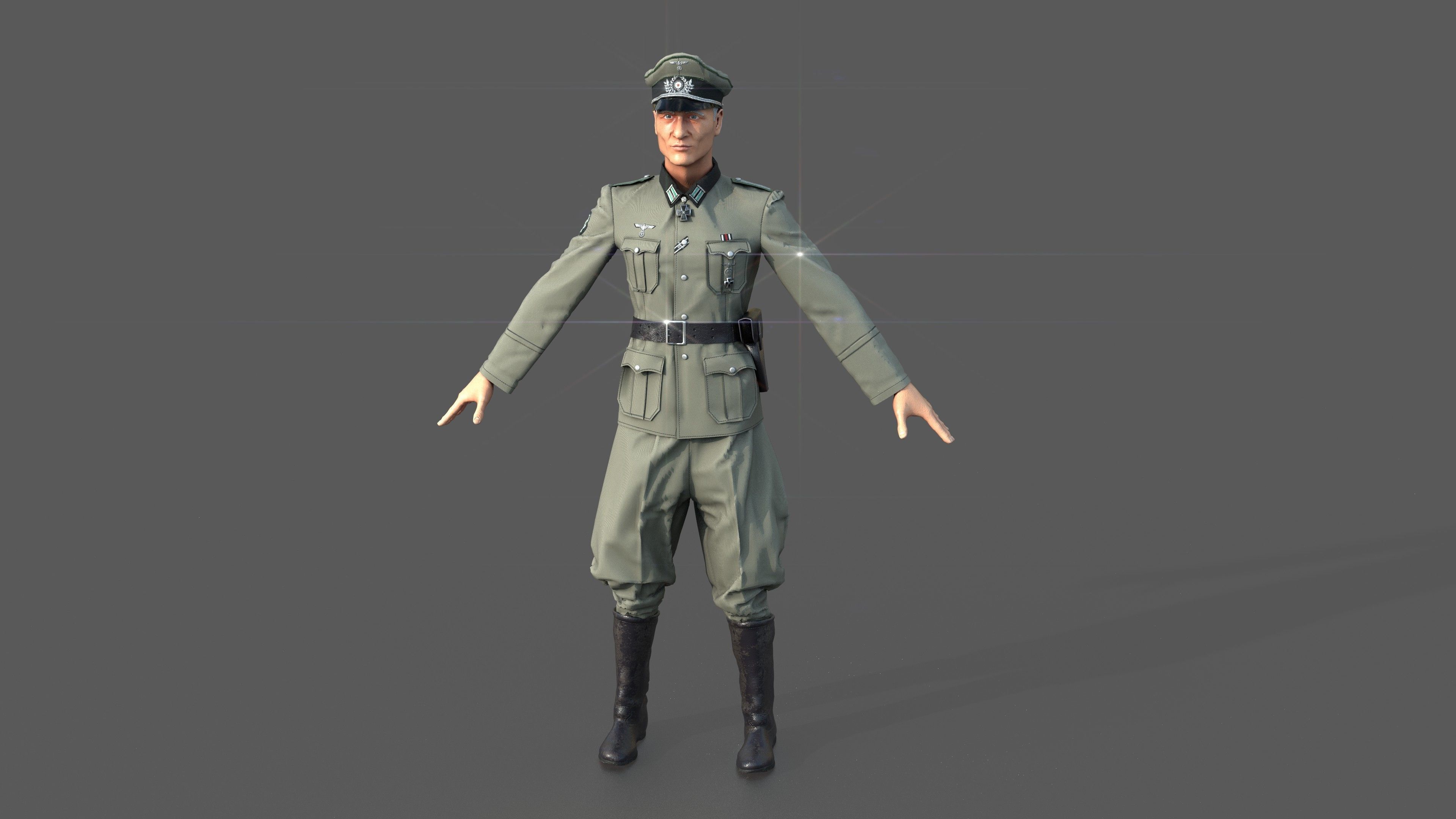 Wehrmacht officer 3D model_3