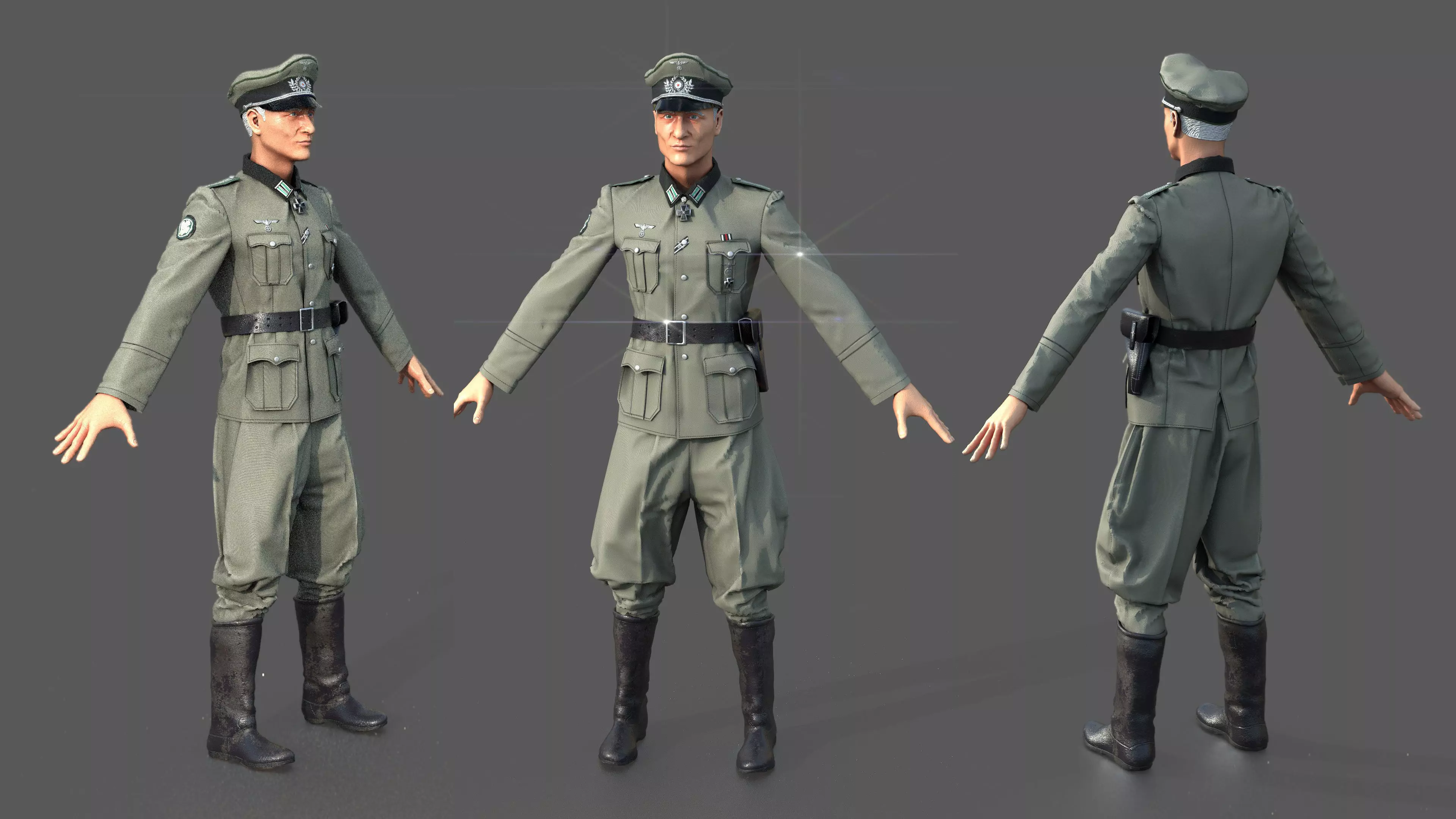 Wehrmacht officer 3D model_0