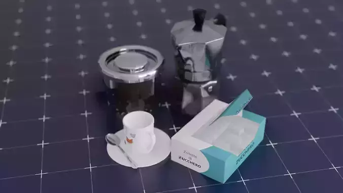 Coffee Set maker and cup of 3D model