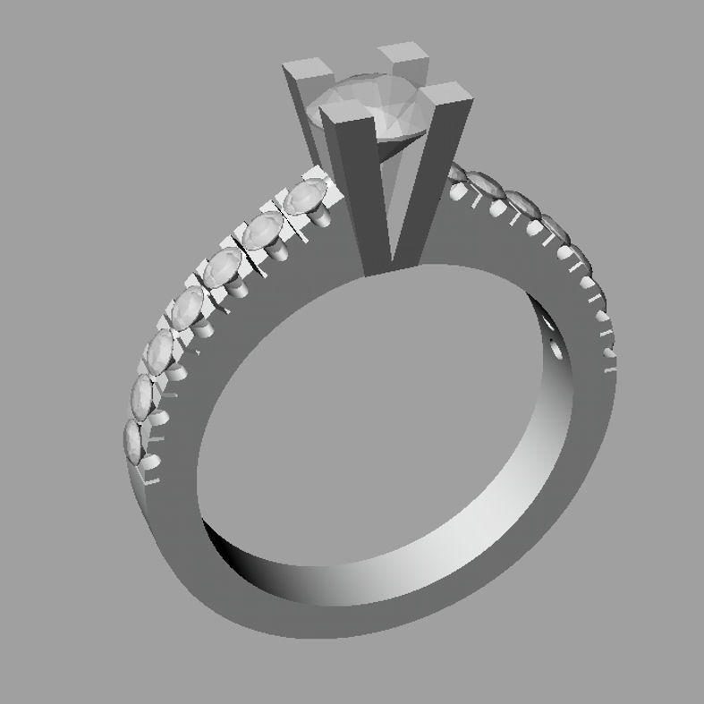 Solitaire Round diamond  Anello solitario Sl38 3D print model_4
