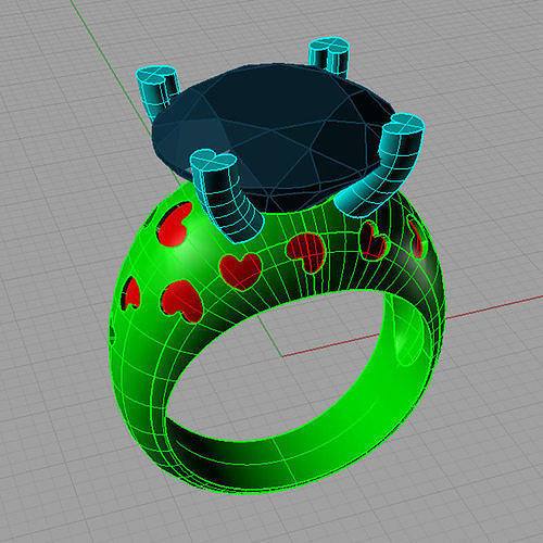 Women ring with gems solitarie Anello solitario sl40 3D print model