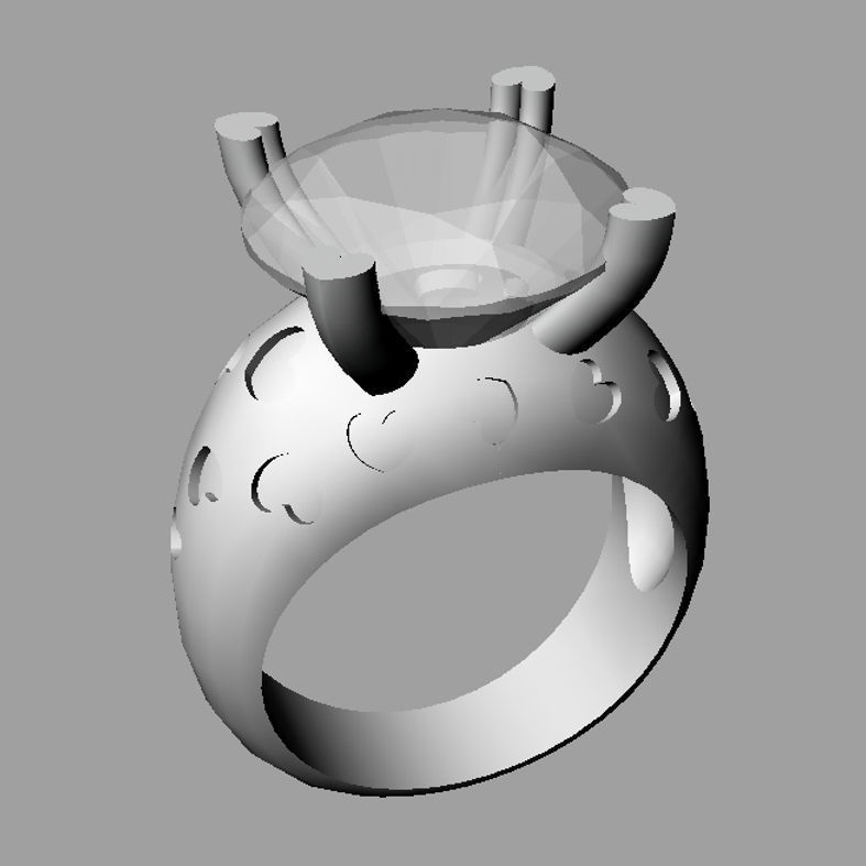 Women ring with gems solitarie Anello solitario sl40 3D print model_4