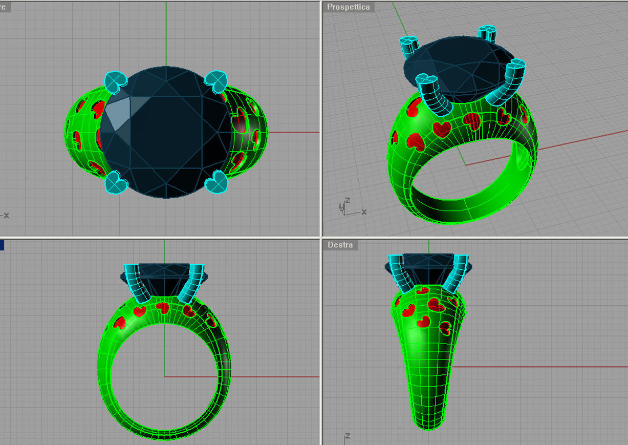 Women ring with gems solitarie Anello solitario sl40 3D print model_2