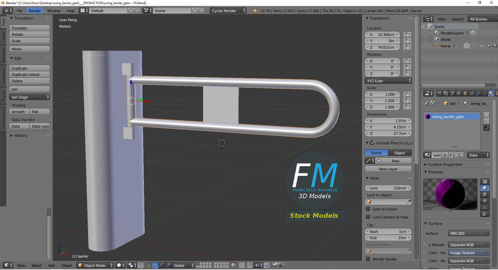 Swing barrier gate 3D model_9