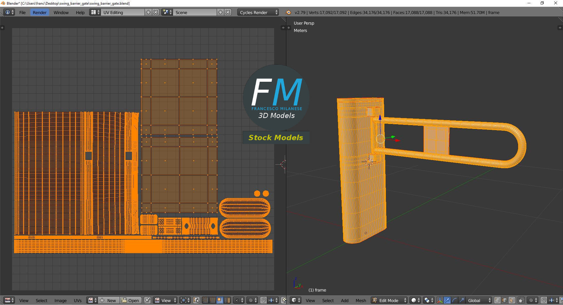 Swing barrier gate 3D model_10
