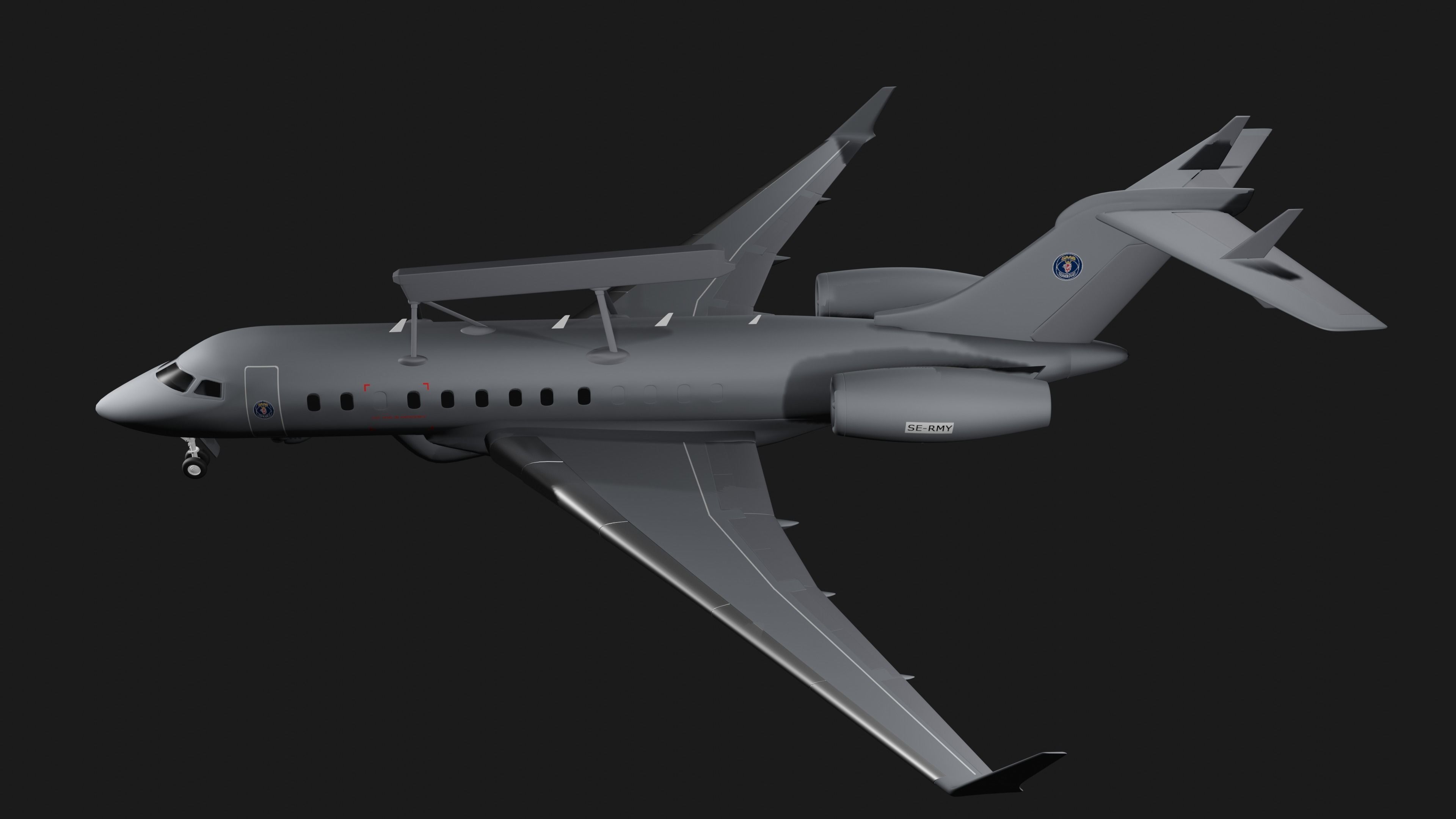 Saab GLOBALEYE - Airborne Early Warning and Control Aircraft - 3D model_2