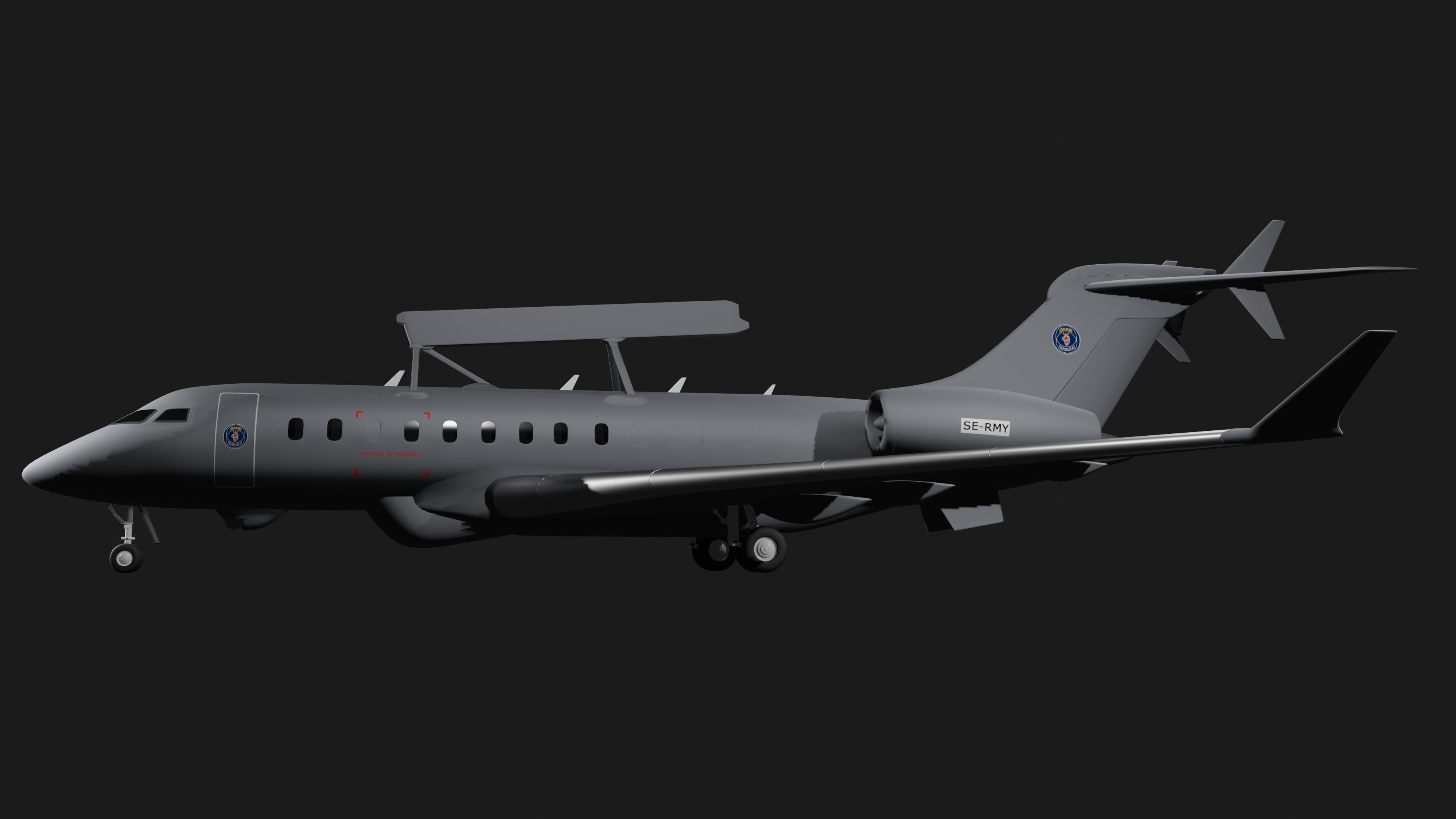 Saab GLOBALEYE - Airborne Early Warning and Control Aircraft - 3D model_10