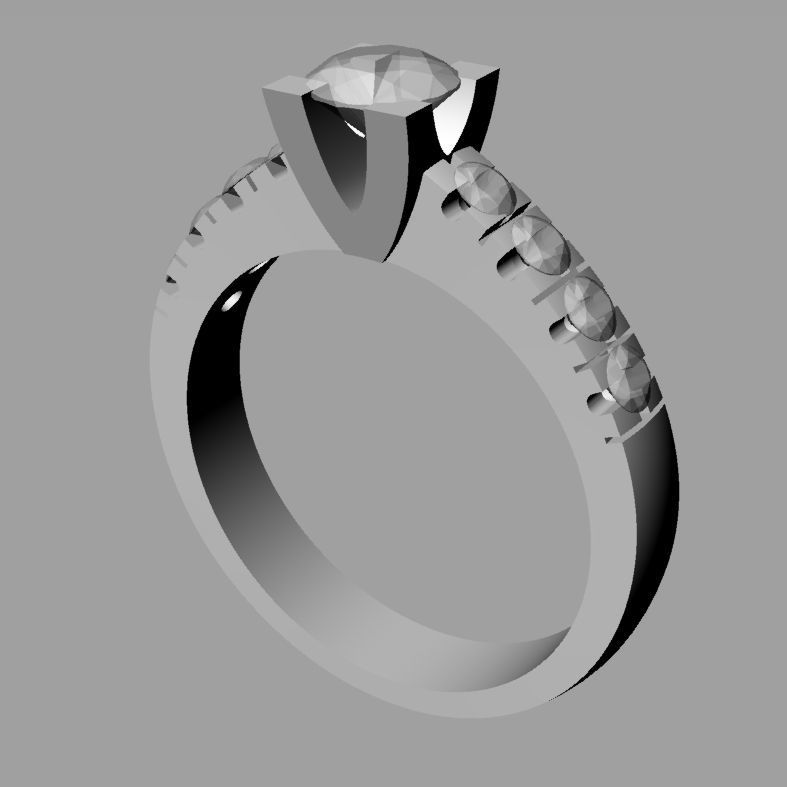 Solitaire  Round diamond Anello solitario Sl42 3D print model_5