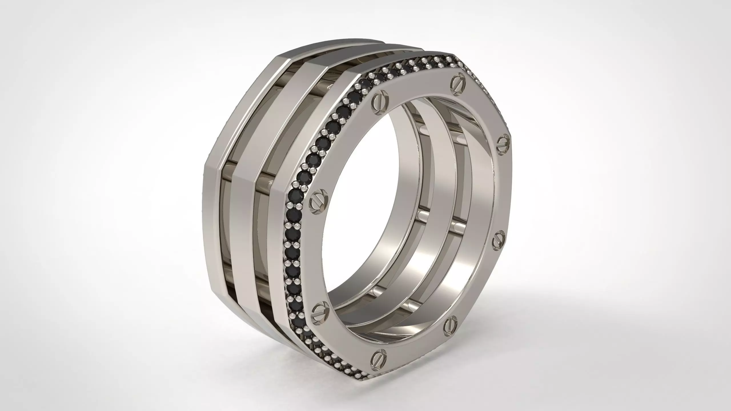 Rockford 2 Row With Diamond Rings in Eu 62 3D print model