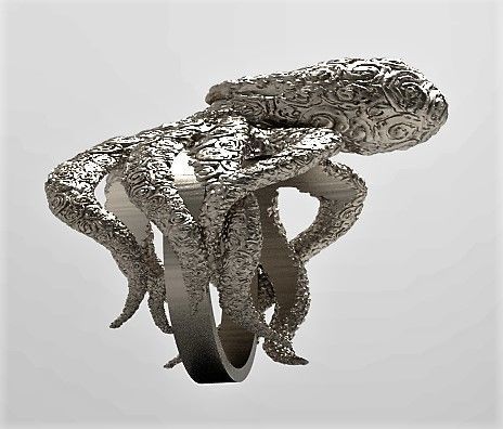 Kraken Ring 3D print model_3