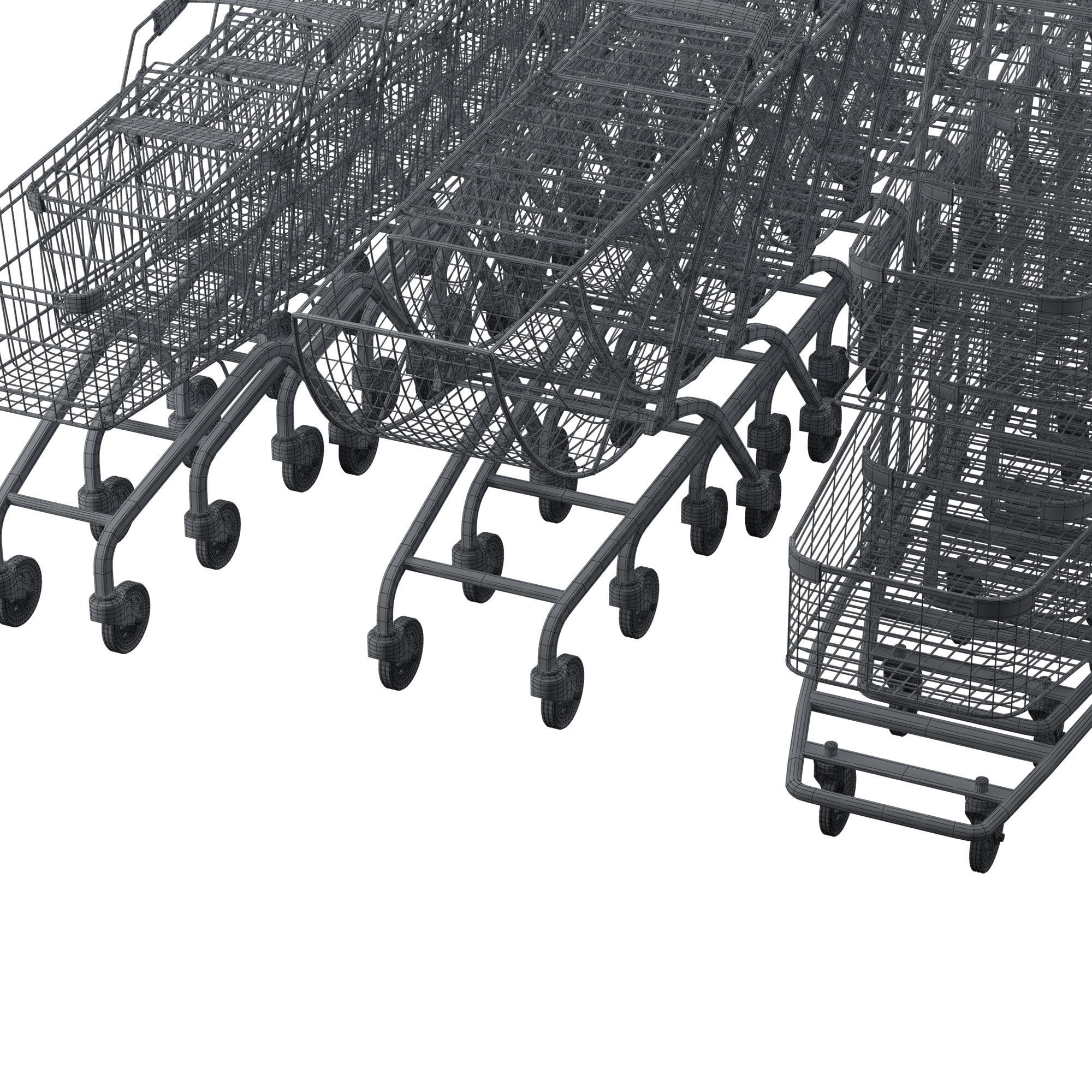 Shopping cart Pack 3D model_3