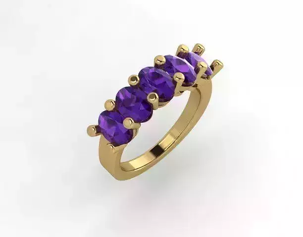 Oval Five 5 stone gem ring