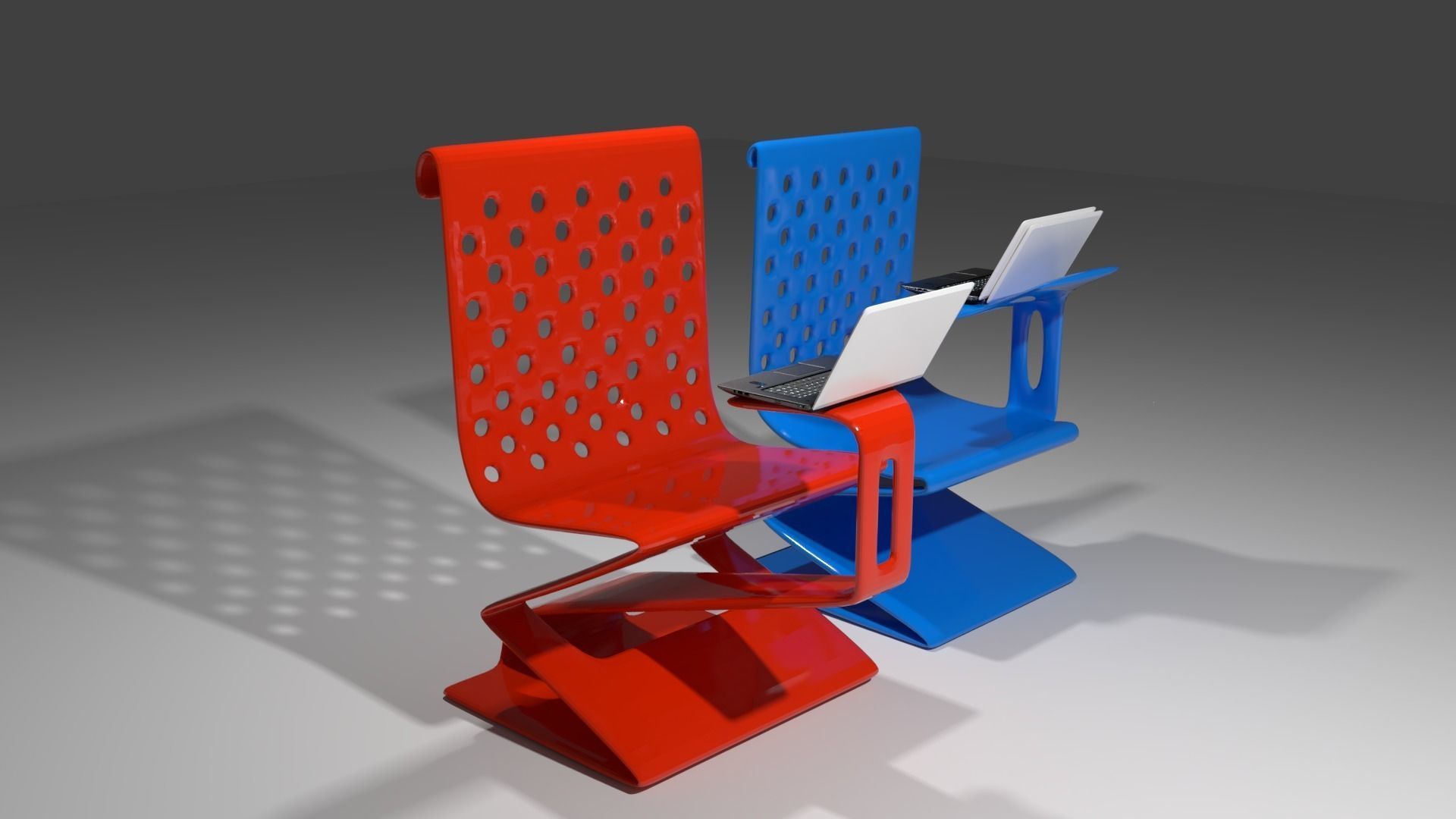 Futuristic reading chiar Low-poly 3D model_1