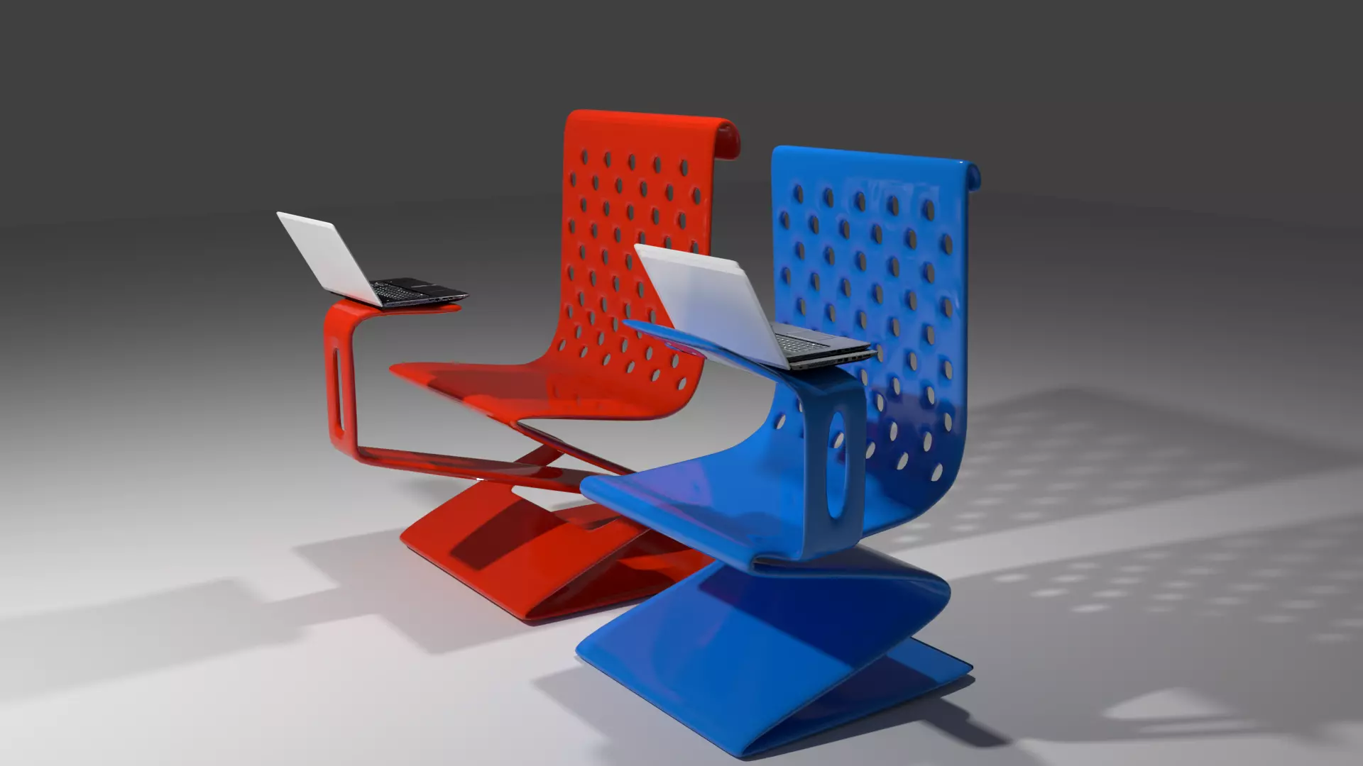 Futuristic reading chiar Low-poly 3D model_0