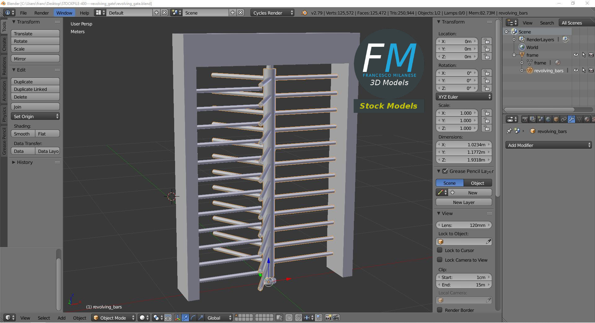 Revolving gate 3D model_9