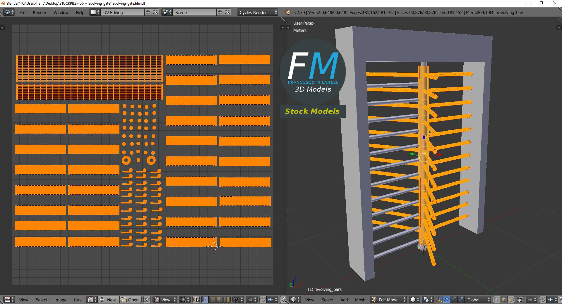 Revolving gate 3D model_10