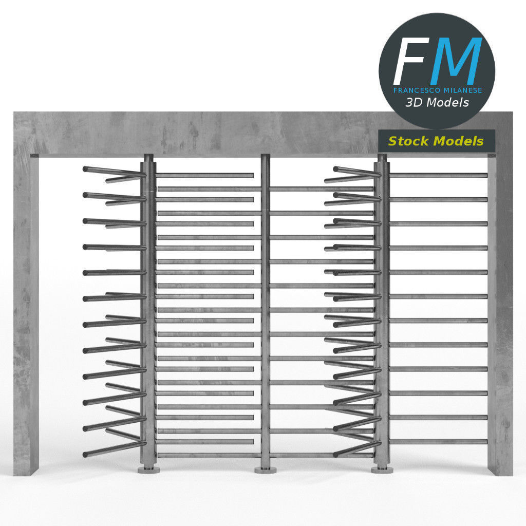 Double revolving gate 3D model_3