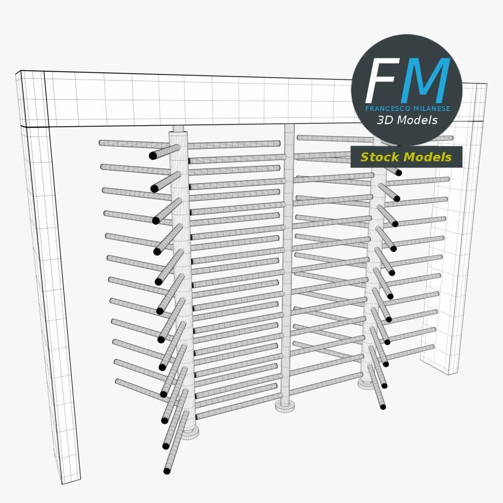 Double revolving gate 3D model_7