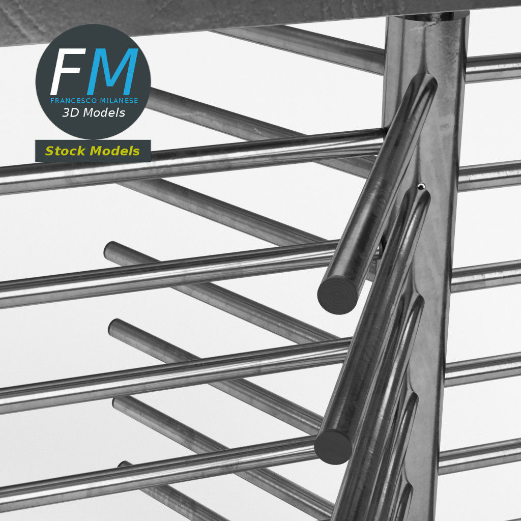 Double revolving gate 3D model_5