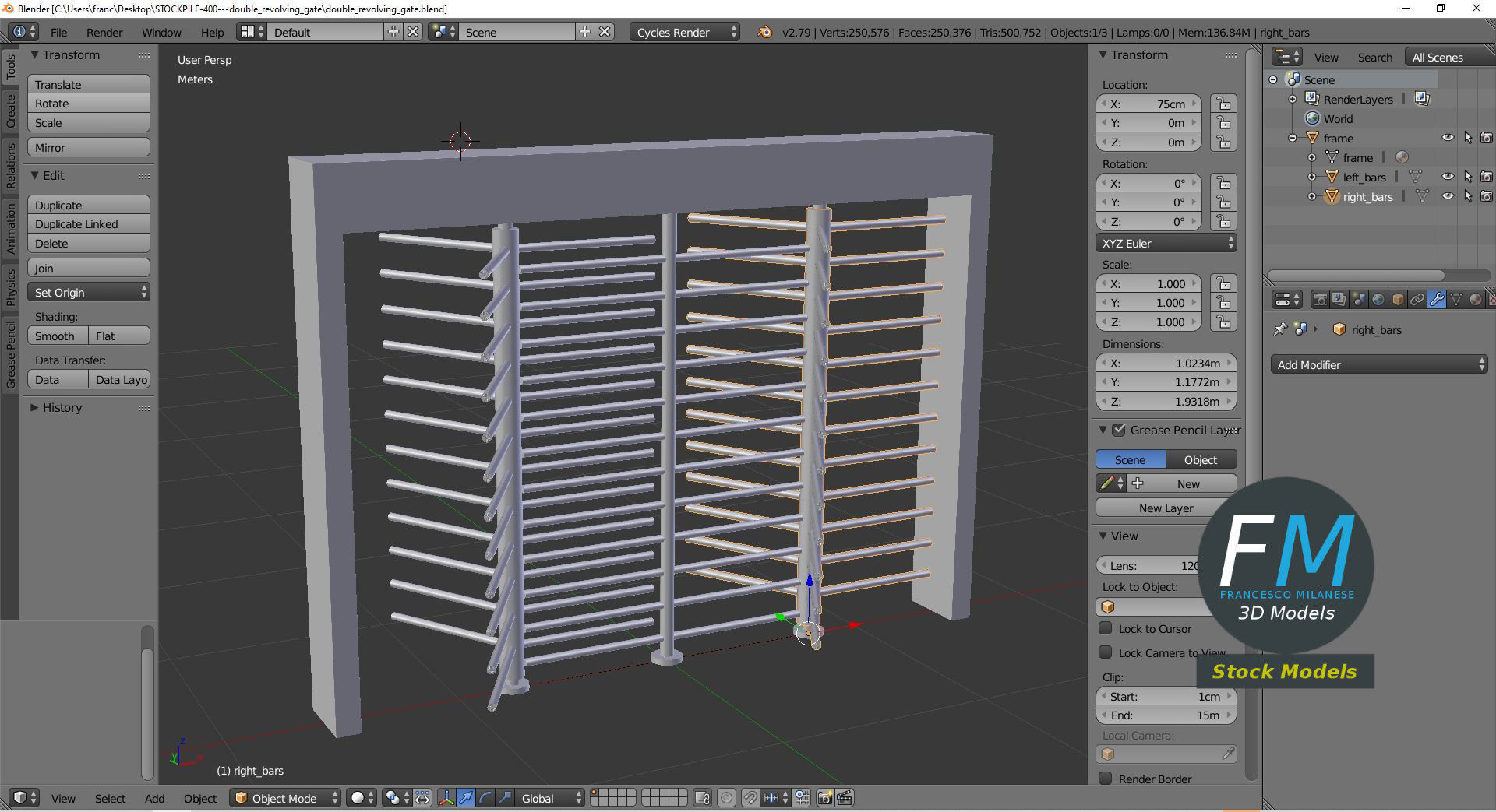 Double revolving gate 3D model_9