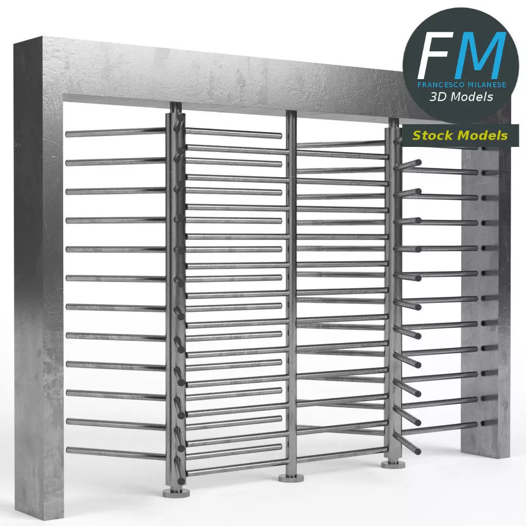 Double revolving gate 3D model_0