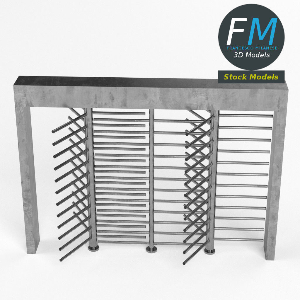 Double revolving gate 3D model_2