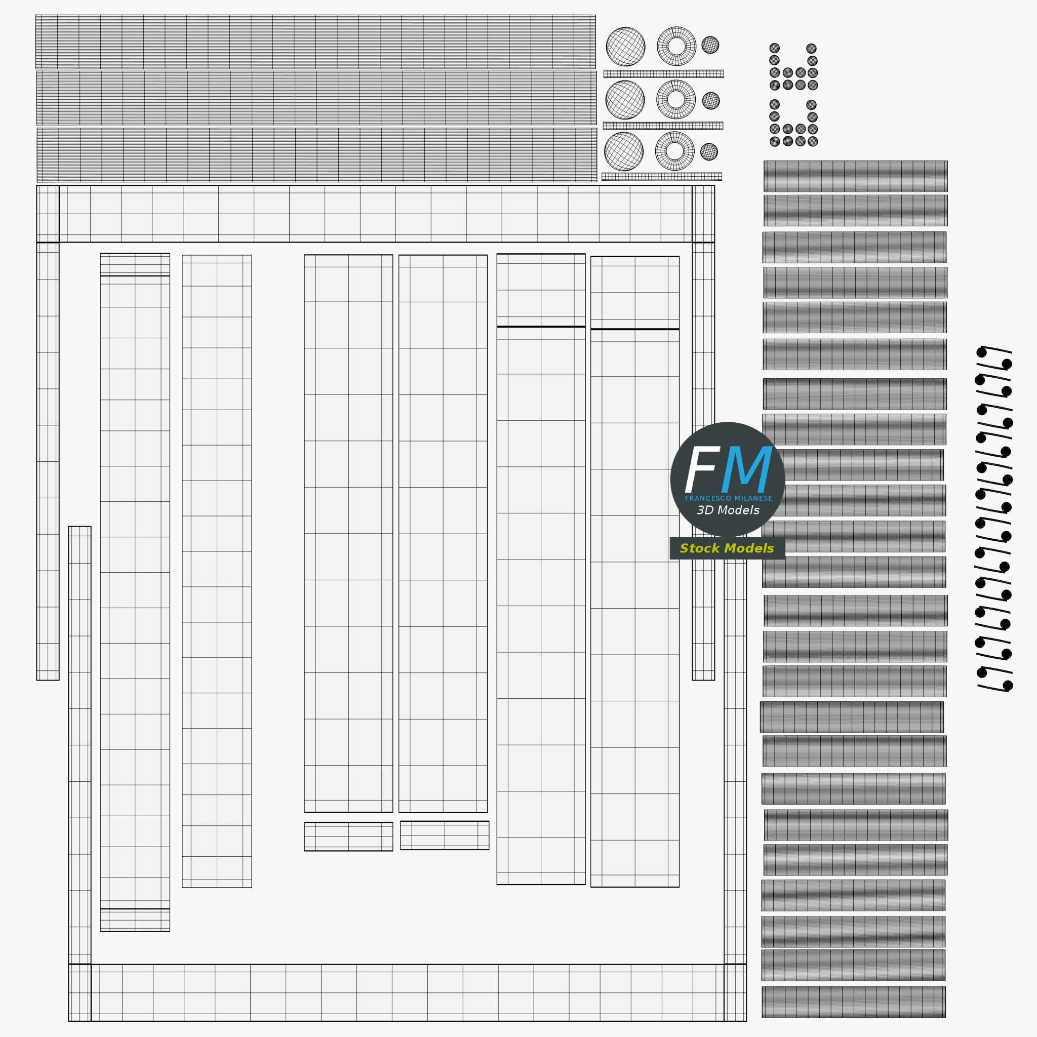 Double revolving gate 3D model_11