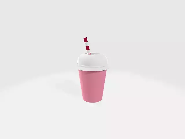 Low-Poly Cartoon Strawberry Milkshake Low-poly 3D model