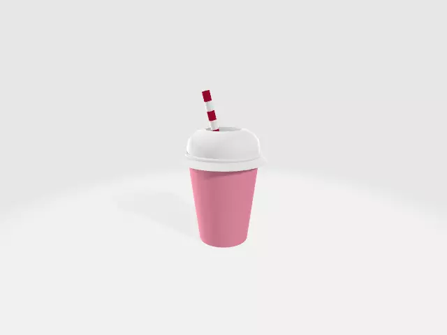 Low-Poly Cartoon Strawberry Milkshake Low-poly 3D model