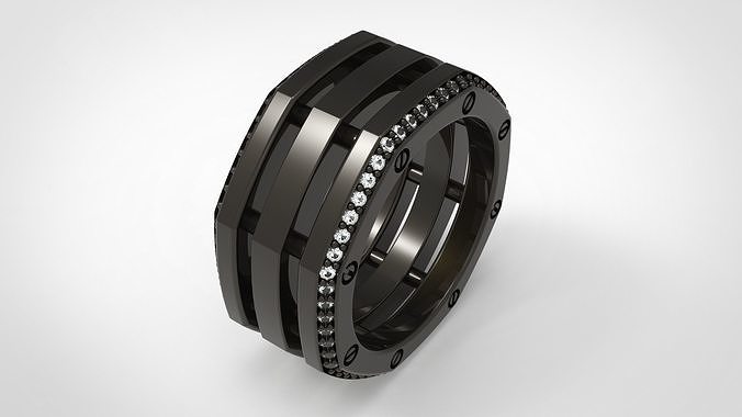 Rockford 3 Row With Diamond Rings in Us 12 3D print model