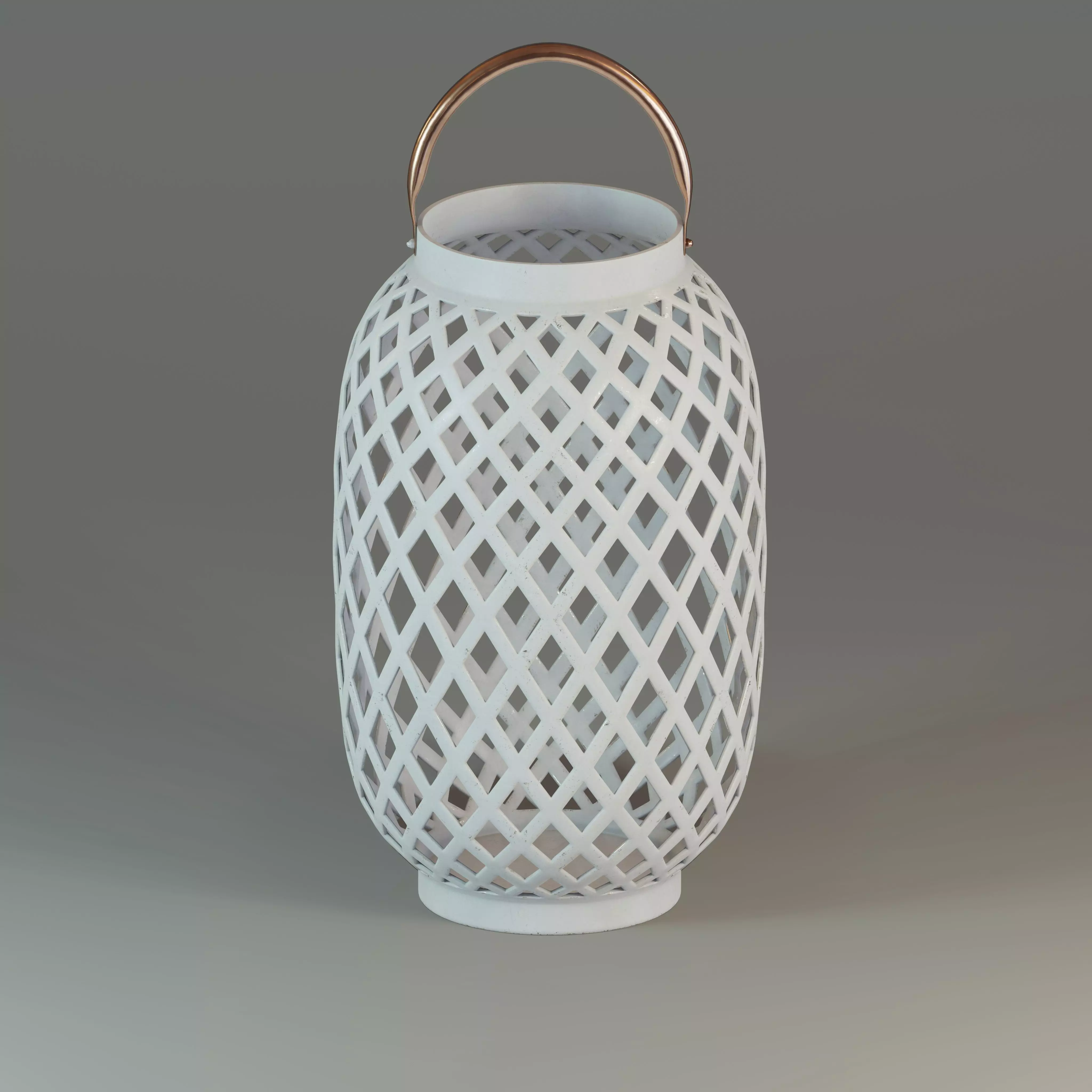 Criss-Crossed metalic lantern 3D model_0