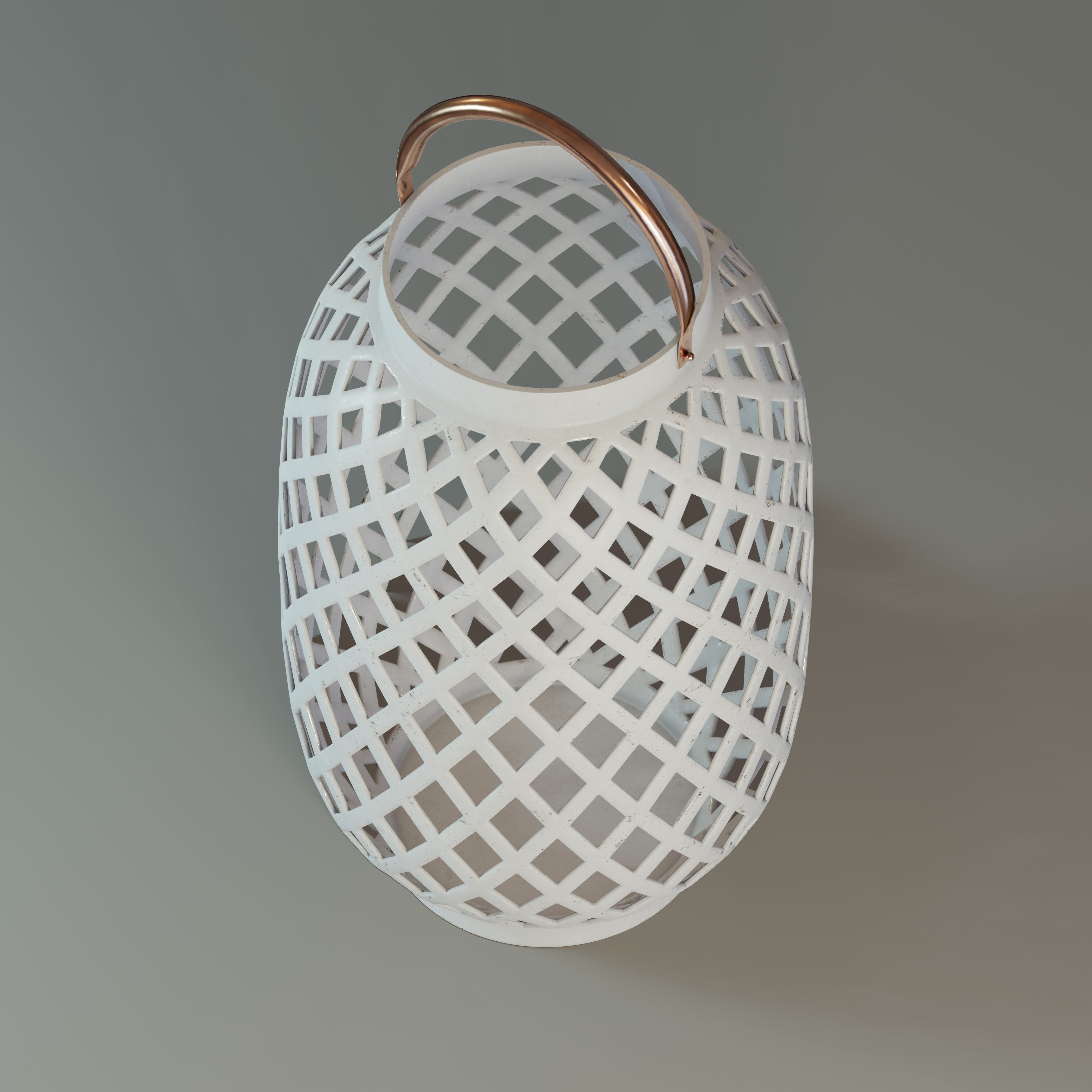 Criss-Crossed metalic lantern 3D model_1
