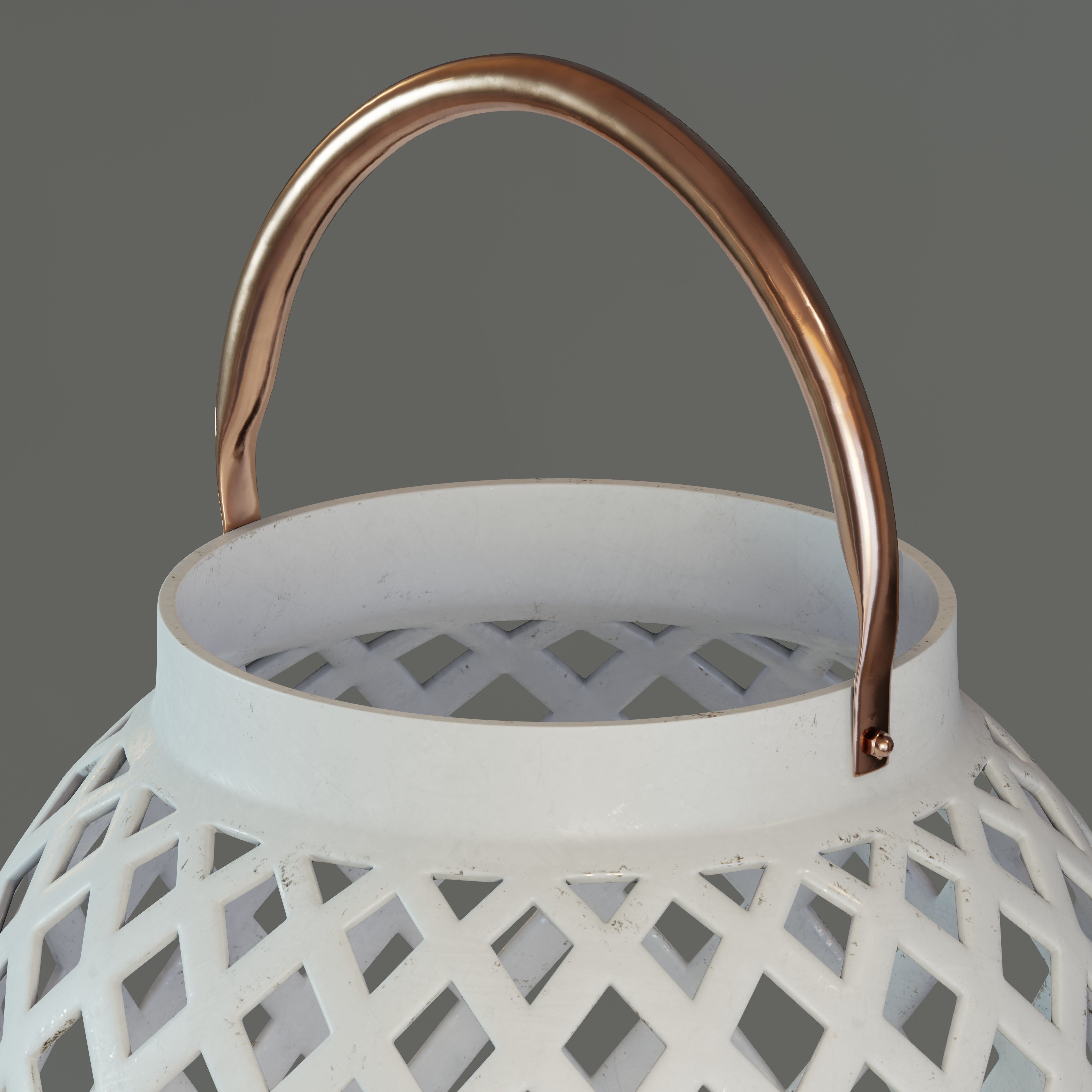 Criss-Crossed metalic lantern 3D model_2