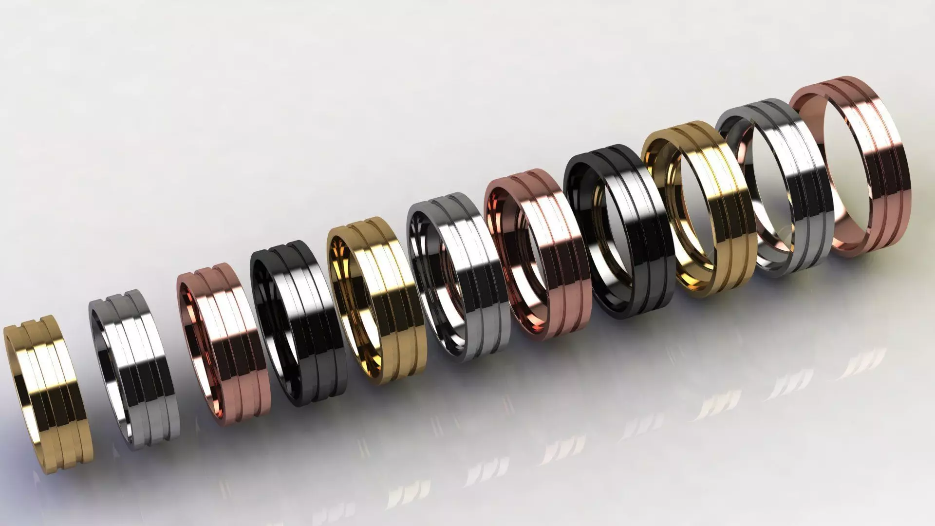 Two-Row Wedding Band 3D print model_0