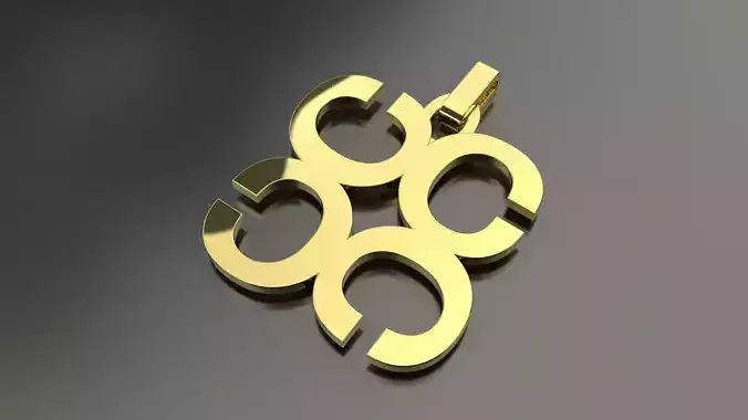 Pinwheel Letter C Necklace 3D print model