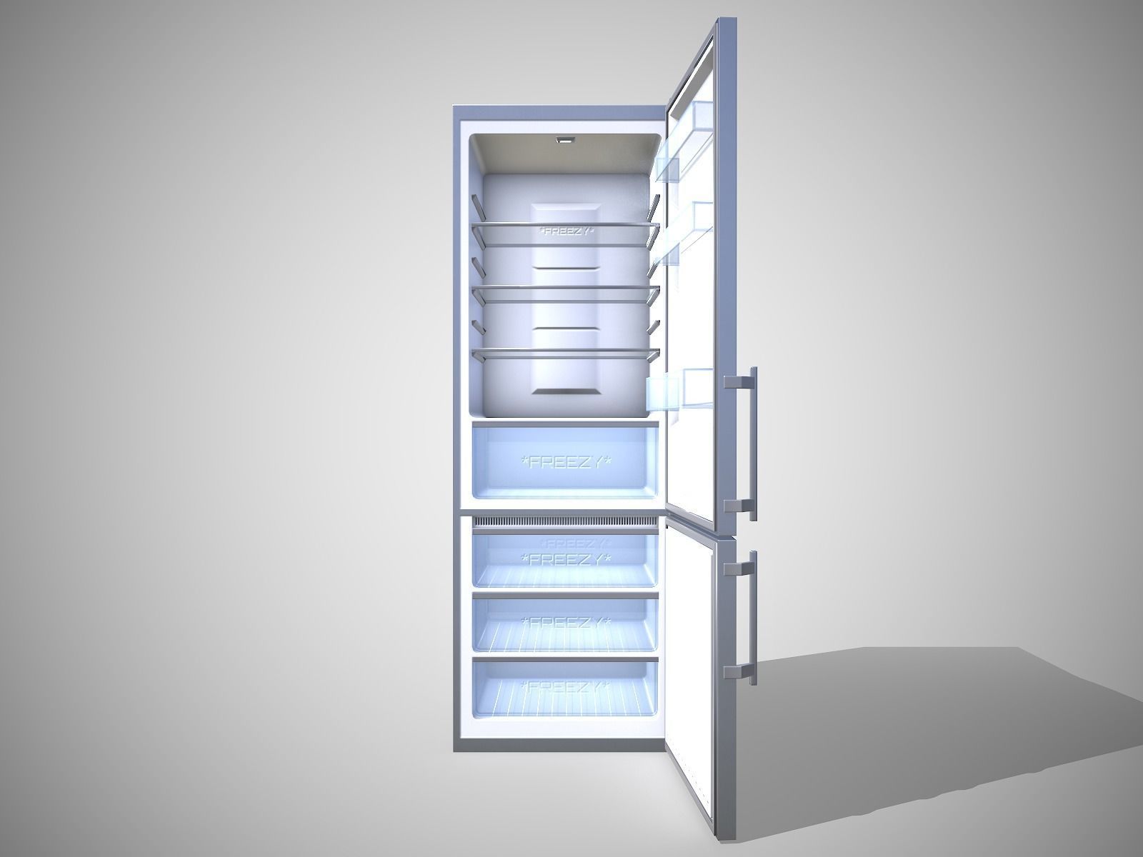 Modern Refrigerator Gray - Updated for 2021 Low-poly 3D model_8