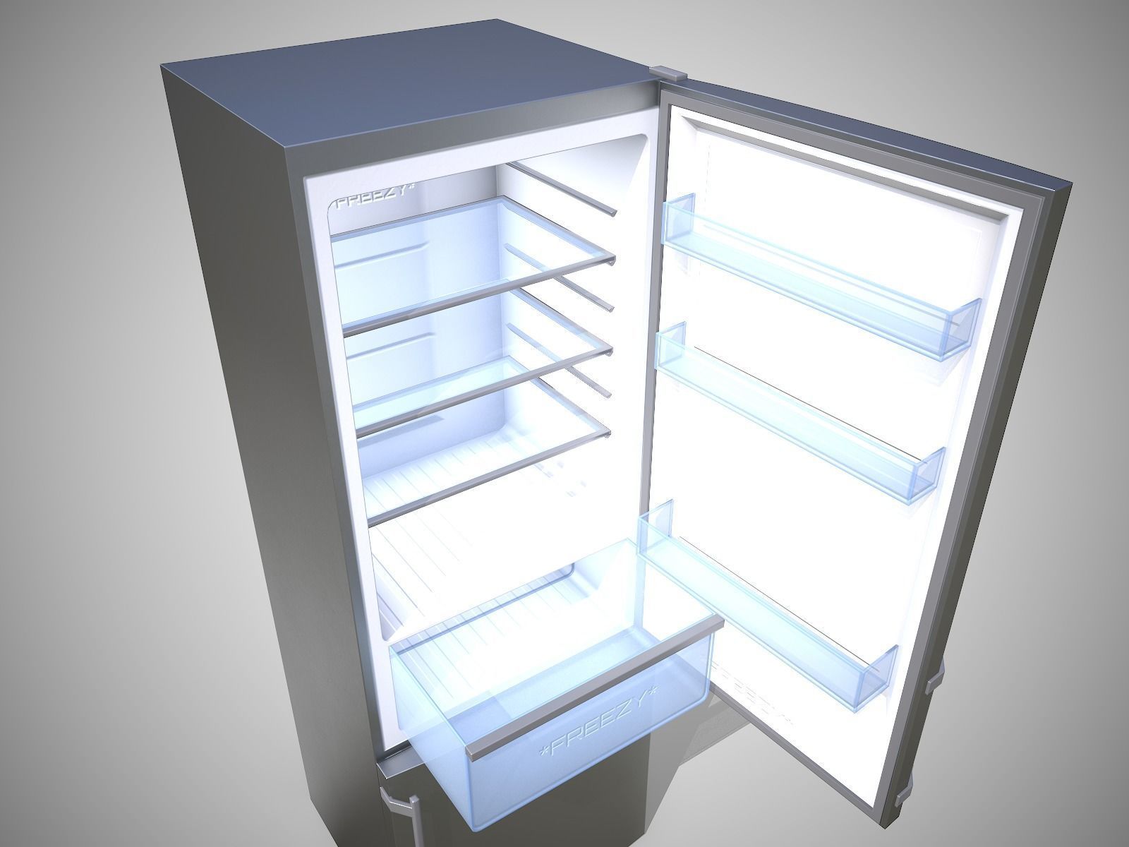 Modern Refrigerator Gray - Updated for 2021 Low-poly 3D model_7