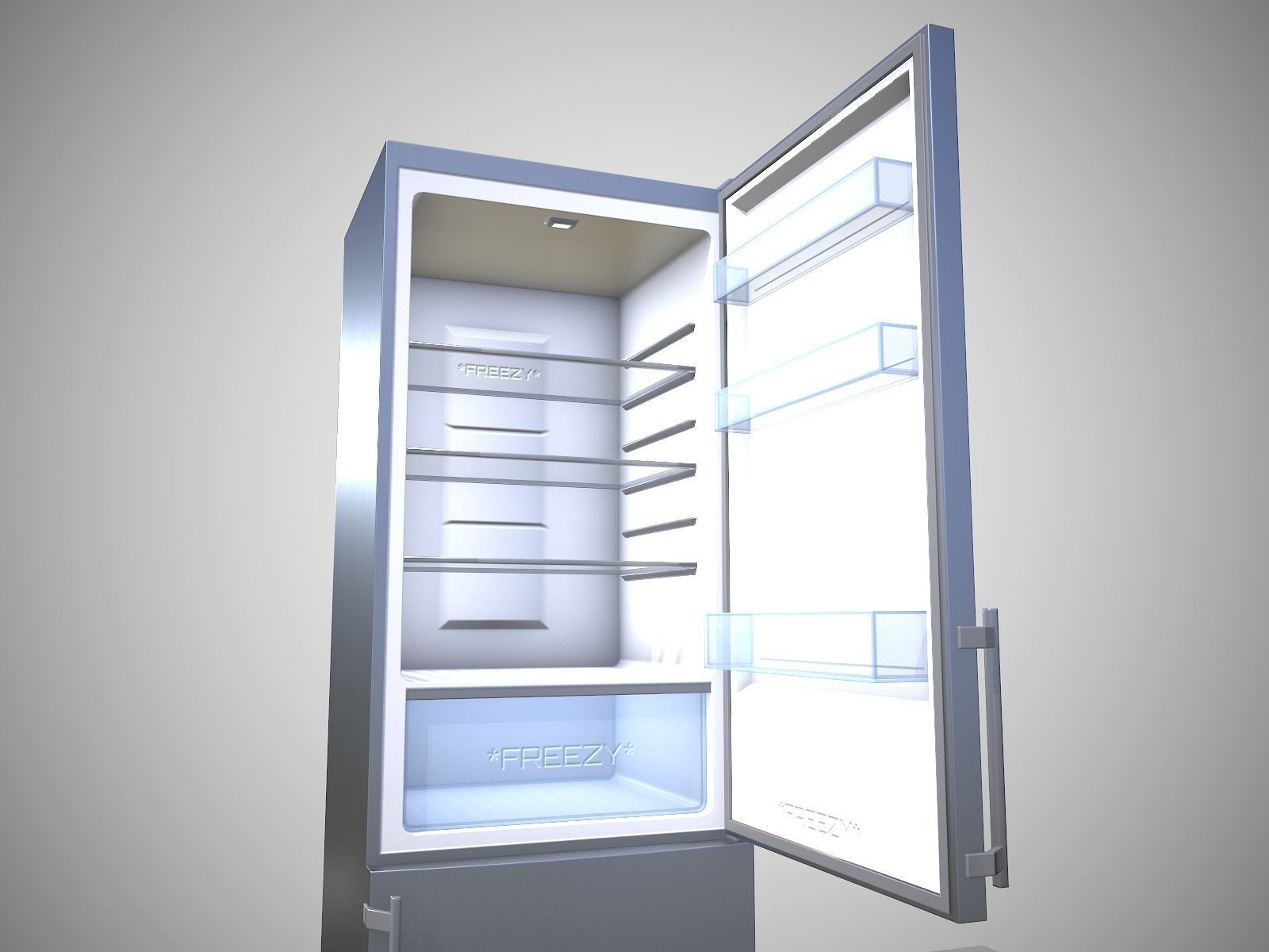 Modern Refrigerator Gray - Updated for 2021 Low-poly 3D model_6