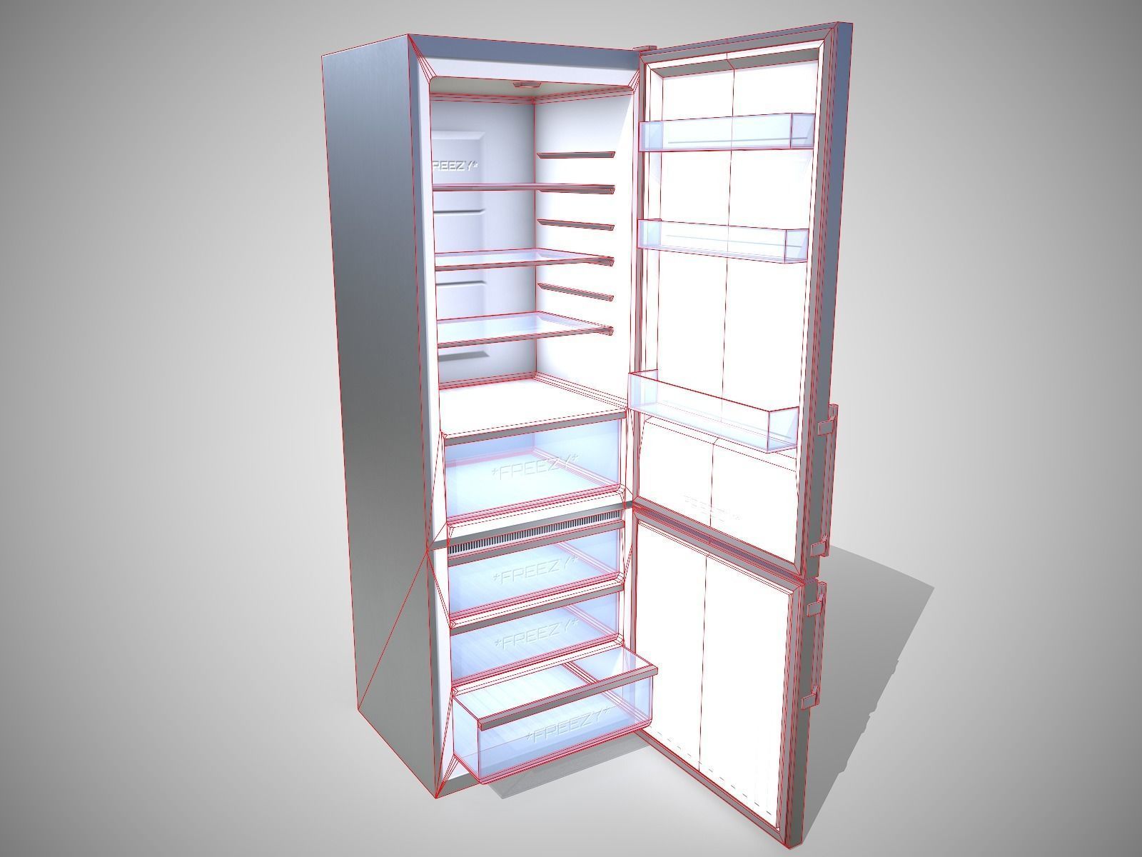Modern Refrigerator Gray - Updated for 2021 Low-poly 3D model_11