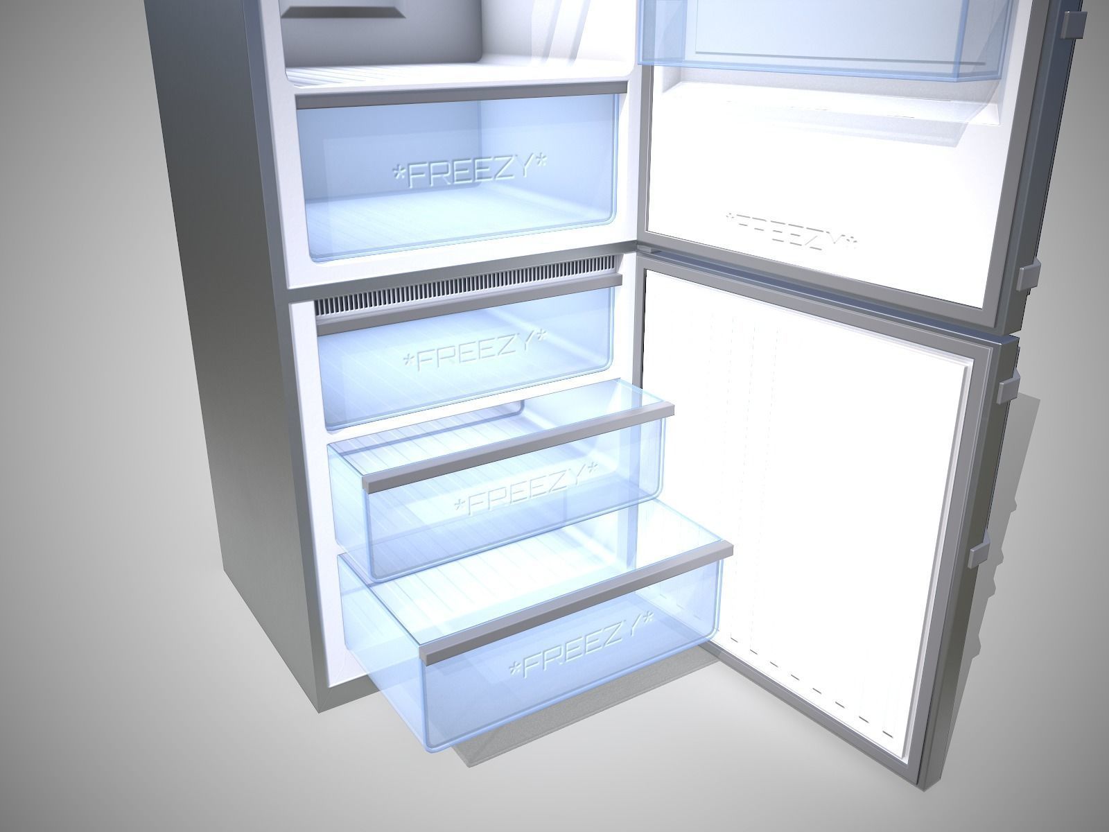 Modern Refrigerator Gray - Updated for 2021 Low-poly 3D model_9